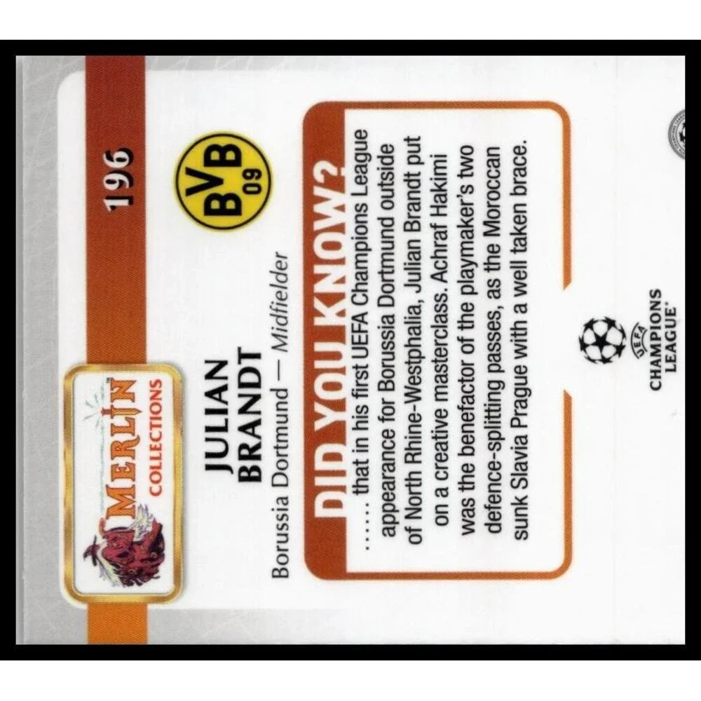 2024-25 Merlin UEFAJulian Brandt #196 Dortmund Atomic
